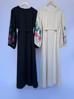 Robe en lin avec manche bouffante